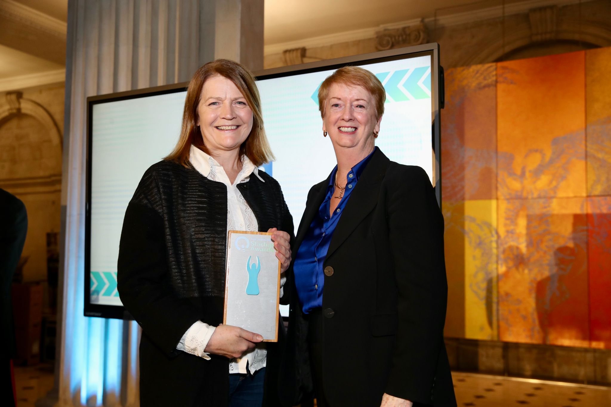 Enterprise Ireland New Frontiers Startup Gold winner stylAi — founder Aideen Bodkin with sponsor Paula Carroll of Enterprise Ireland