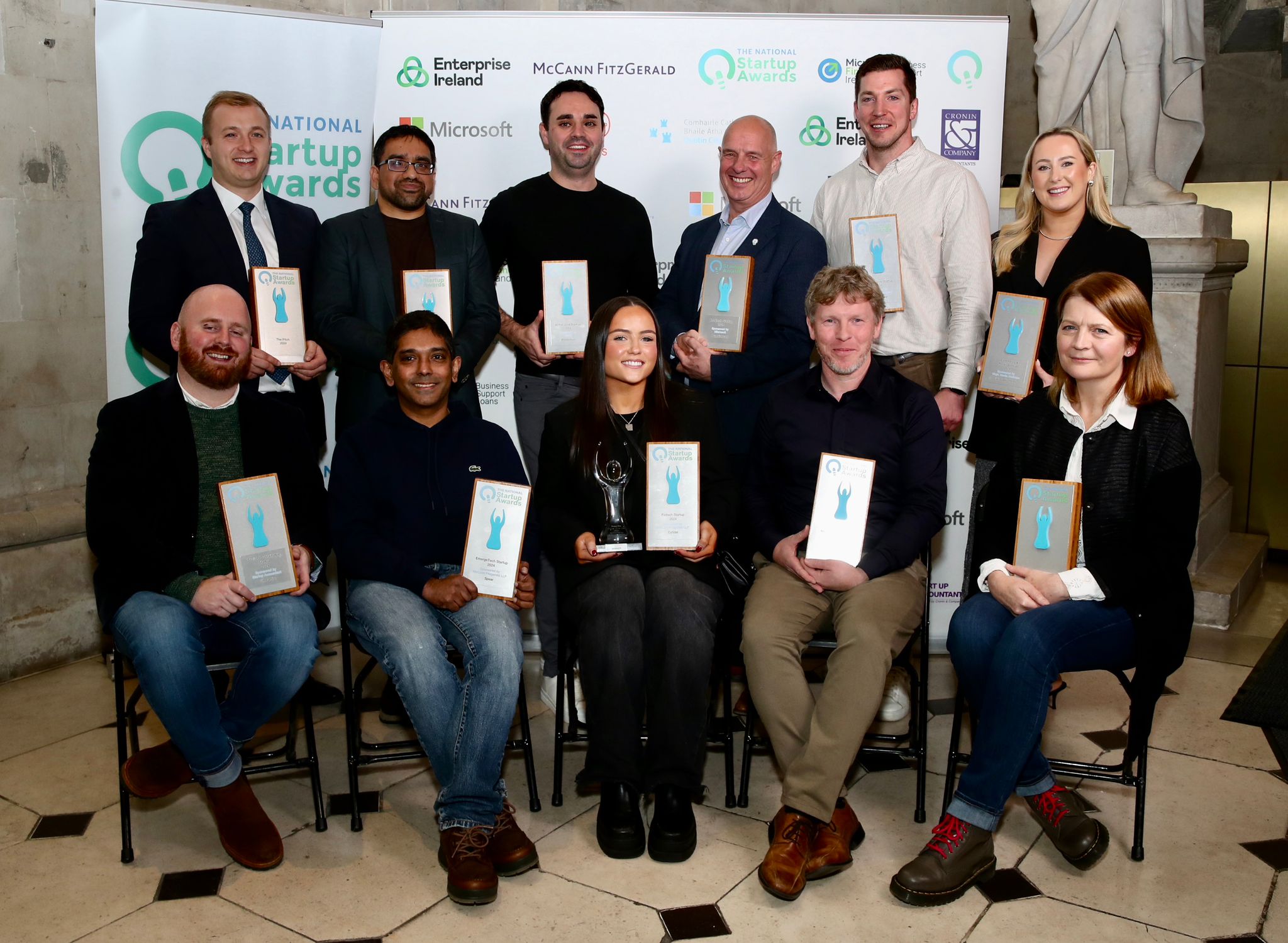 All 2024 National Startup Awards Gold category winners with sponsors