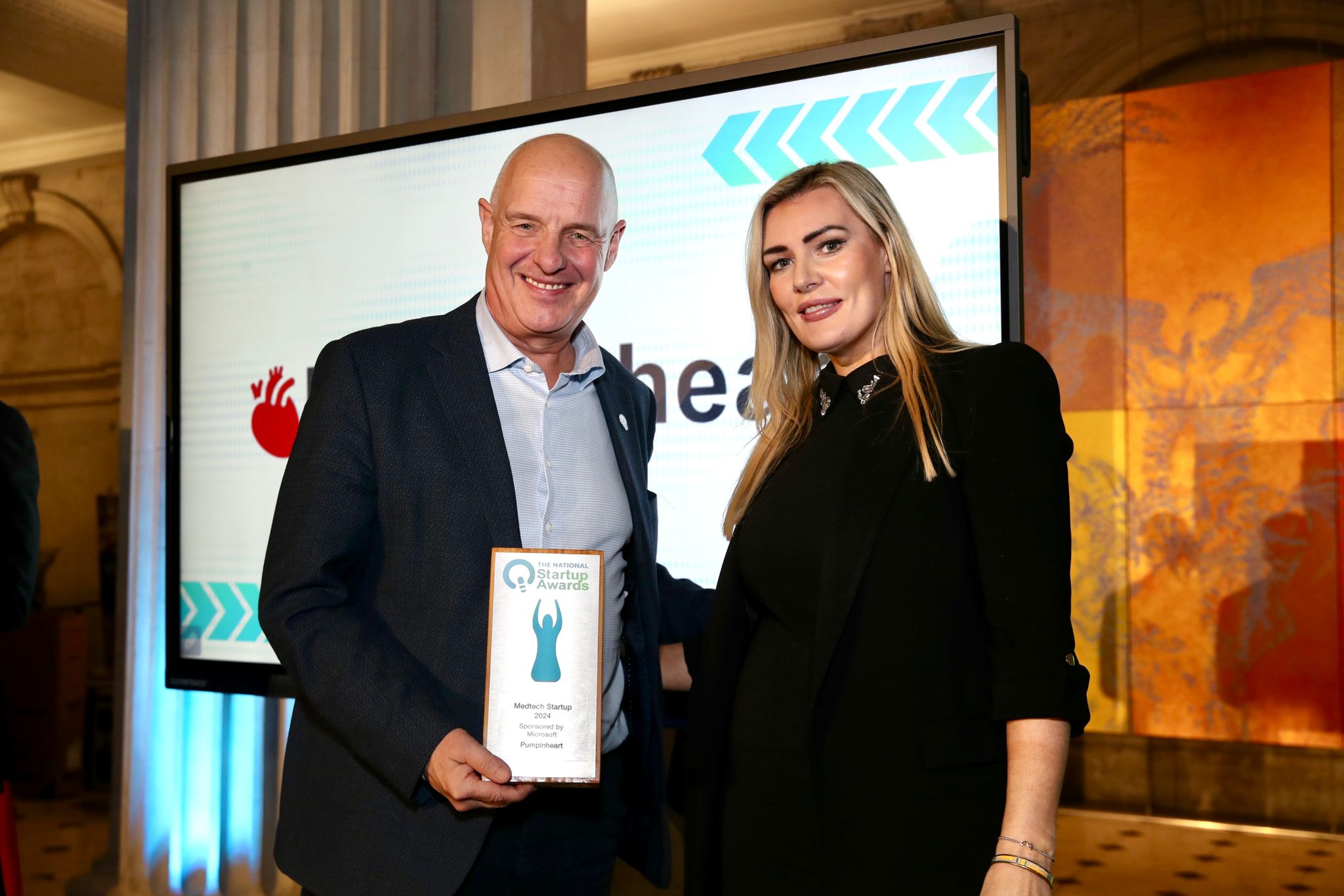 Medtech Startup Gold winner Pumpinheart — CEO Donald Hickey with sponsor Dr Ros Beere of Furthr